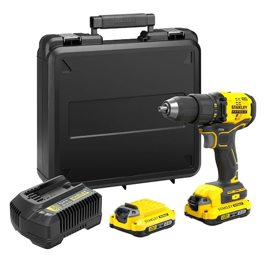 Kit de Furadeira/Parafusadeira Stanley (SFMCD710D2K-QW) 18V V20 sem Escovas - Bateria de 2.0Ah