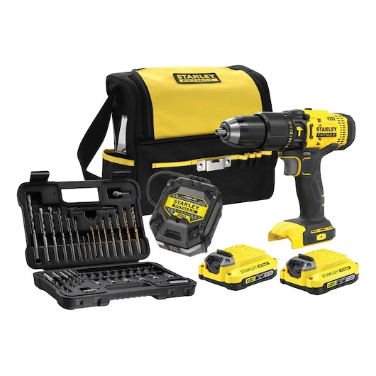 Furadeira/Parafusadeira de Impacto Stanley (SFMCD711DSA-QW) 18V V20 - Kit com Bolsa Macia e Acessórios - Bateria de 2.0Ah
