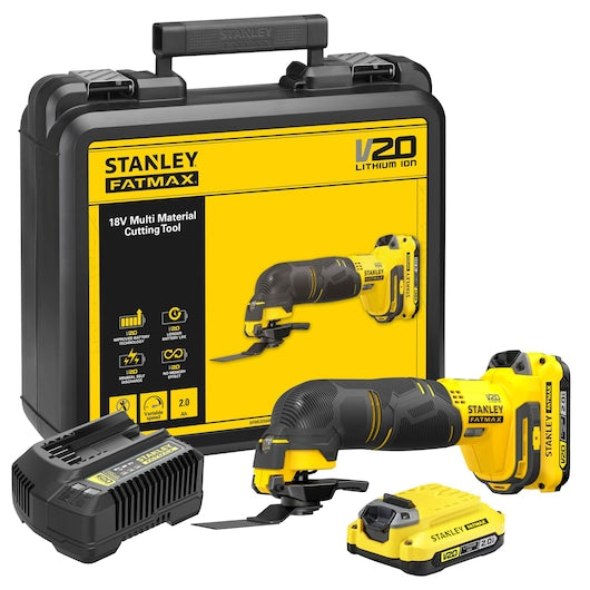 Multiherramienta oscilante Stanley (SFMCE500D2K-QW) V20 de 18 V - Kit de 2 baterías de 2 Ah