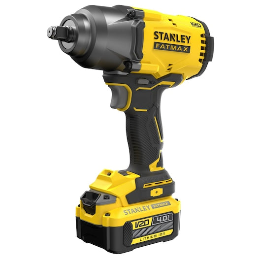 Chave de impacto Stanley (SFMCF940M1-QW) 18V V20 de 1/2 pol. com 3 velocidades e motor sem escova de alto torque - Kit de 4,0 Ah
