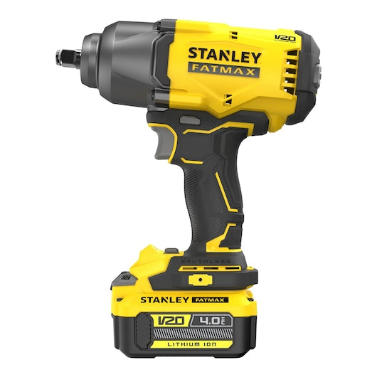 Chave de impacto Stanley (SFMCF940M1-QW) 18V V20 de 1/2 pol. com 3 velocidades e motor sem escova de alto torque - Kit de 4,0 Ah
