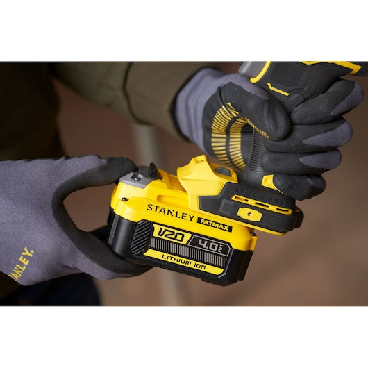 Chave de impacto Stanley (SFMCF940M1-QW) 18V V20 de 1/2 pol. com 3 velocidades e motor sem escova de alto torque - Kit de 4,0 Ah