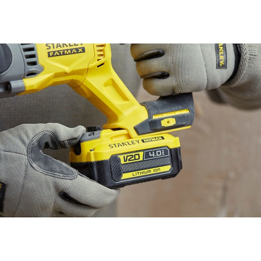 Kit de Furadeira de Impacto SDS Plus Stanley (SFMCH900M22-QW) 18V V20 sem Escovas em Formato de L - 2 x 4,0Ah