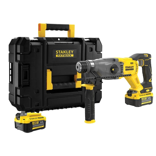 Kit de Furadeira de Impacto SDS Plus Stanley (SFMCH900M22-QW) 18V V20 sem Escovas em Formato de L - 2 x 4,0Ah