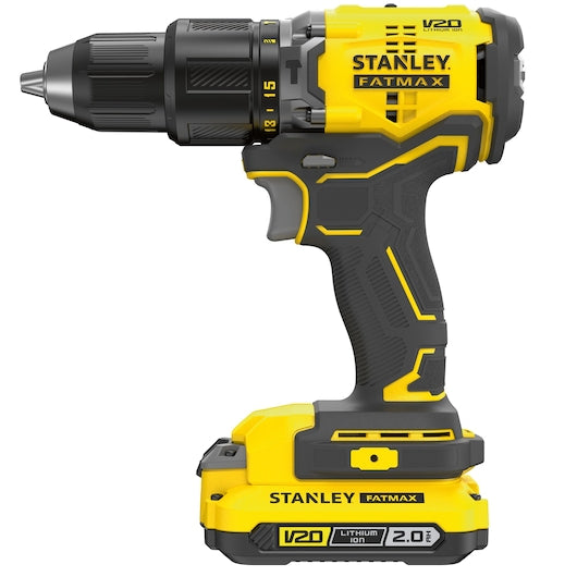 Parafusadeira Combinada e de Impacto Stanley (SFMCK461D2S-QW) 18V V20 sem Escovas - Kit com Bolsa Macia e 2 Baterias de 2,0Ah