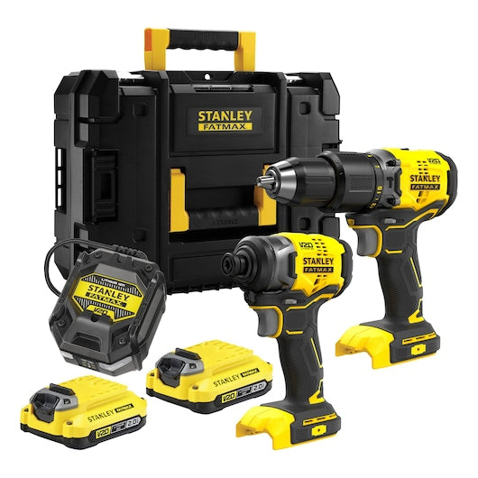 Stanley (SFMCK461D2T-QW) Parafusadeira Combinada e de Impacto sem Escova V20 18V - Kit Prostack 2x2.0Ah