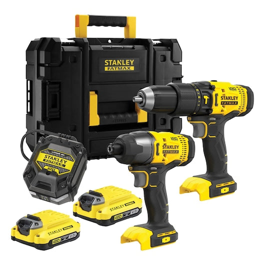 Parafusadeira de Impacto e Combinada Stanley (SFMCK465D2T-QW) 18V V20 - Kit Prostack com 2 baterias de 2,0Ah