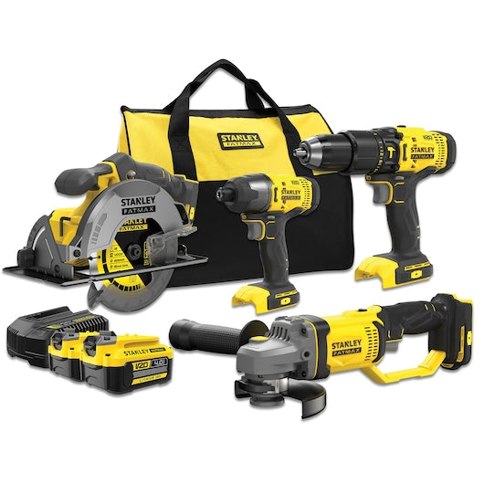 Kit combinado Stanley (SFMCK469M2-QW) 18V V20 de 4 peças - Kit com 2 baterias de 4,0Ah para bolsa macia