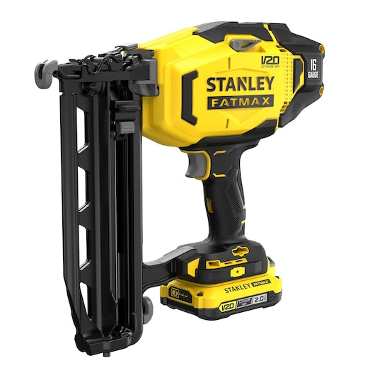 Pregador pneumático de acabamento Stanley (SFMCN616D2K-QW) 18V V20 calibre 16 - Kit com 2 baterias de 2,0 Ah