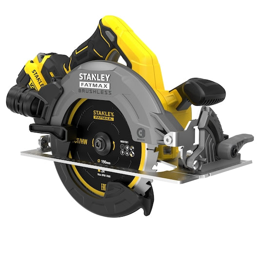 Serra circular Stanley (SFMCS550M2K-QW) 18V V20 sem escovas, 190 mm - Kit com 2 baterias de 4,0 Ah