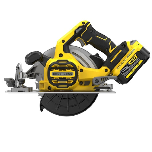 Serra circular Stanley (SFMCS550M2K-QW) 18V V20 sem escovas, 190 mm - Kit com 2 baterias de 4,0 Ah