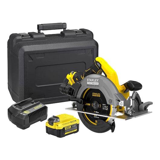 Serra circular Stanley (SFMCS550M2K-QW) 18V V20 sem escovas, 190 mm - Kit com 2 baterias de 4,0 Ah