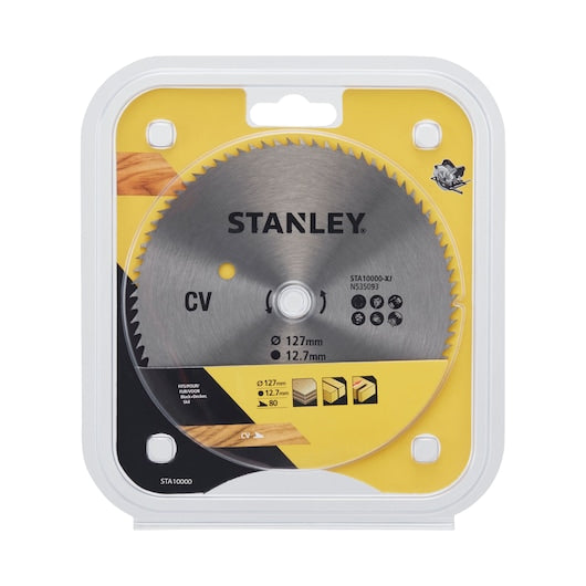 Hoja de sierra circular de corte transversal fino Stanley (STA10000-XJ) de 127 x 12,7 mm y 80 dientes