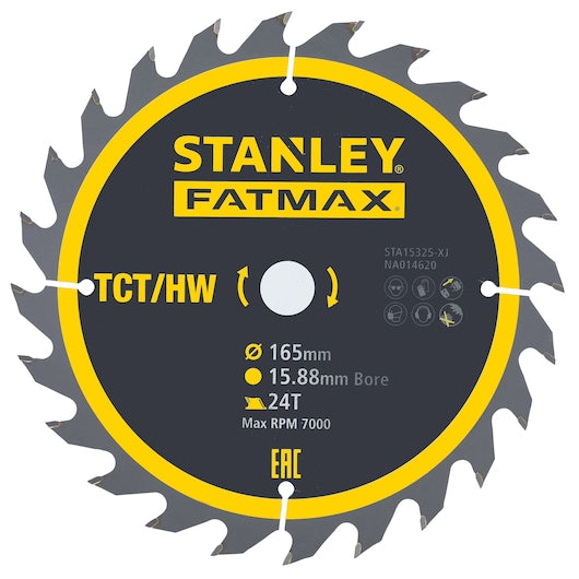 Hoja de sierra circular de precisión Stanley (STA15325-XJ) FATMAX® 24T, 165 x 15,8 mm