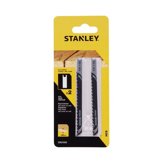 Lâminas de serra tico-tico Stanley (STA21032-XJ) de 100 mm com encaixe em U para corte de madeira (pacote com 2)