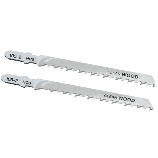 Hojas de sierra de calar Stanley (STA21062-XJ) para cortar madera, de 100 mm, con vástago en T, limpias y medianas (paquete de 2)
