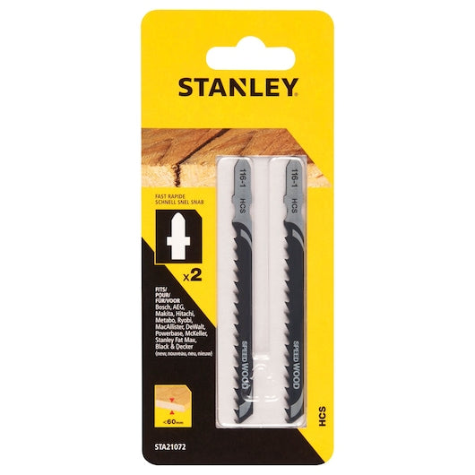 Hojas de sierra de calar Stanley (STA21072-XJ) con vástago en T para corte de madera gruesa de 100 mm (paquete de 2)