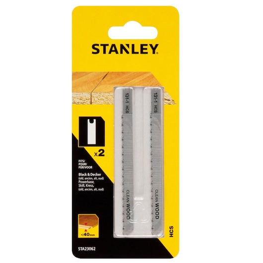 Stanley (STA23062-XJ) 100mm Clean Laminate Downcutting U-Shank Jigsaw Blades (2 pc.)