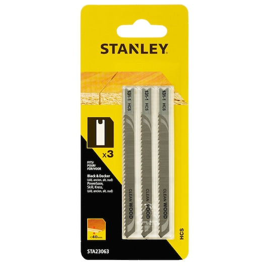 Lâminas de serra tico-tico Stanley (STA23063-XJ) de 100 mm com encaixe em U para corte descendente de laminados (pacote com 3)