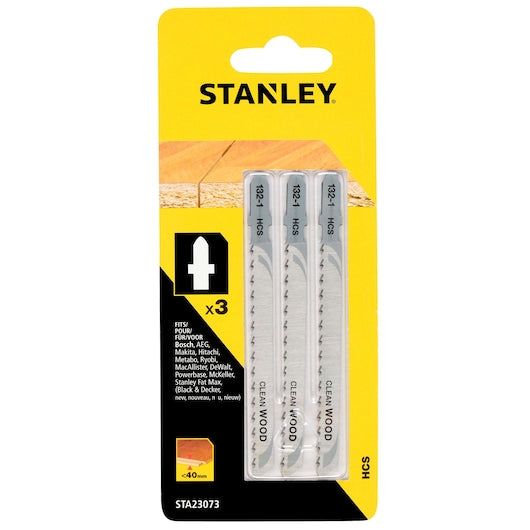 Lâminas de serra tico-tico Stanley (STA23073-XJ) para corte limpo de laminados, 100 mm, encaixe em T (3 unidades)