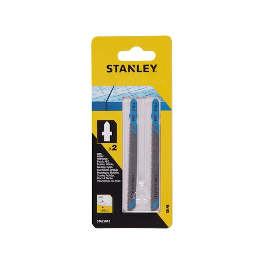 Hojas de sierra caladora Stanley (STA25042-XJ) de 100 mm con vástago en T para corte recto y rápido de metal (paquete de 2)