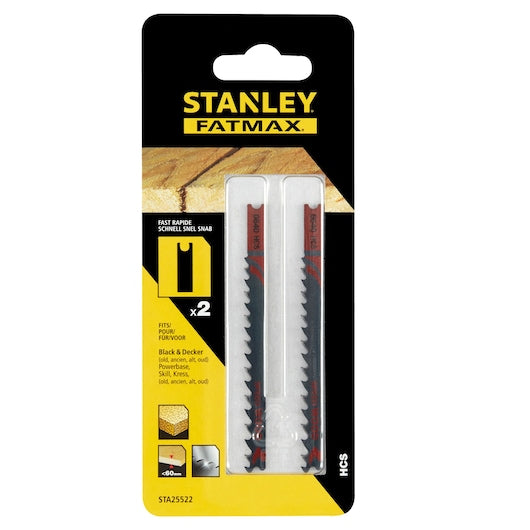 Lâminas de serra tico-tico Stanley (STA25522-XJ) FATMAX® de 91 mm com encaixe em U para corte grosso de madeira (pacote com 2)