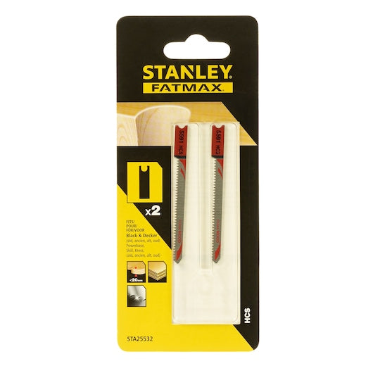 Stanley (STA25532-XJ) FATMAX® 70mm Clean Fine Wood Cutting U-Shank Jigsaw Blades (2 Pk)
