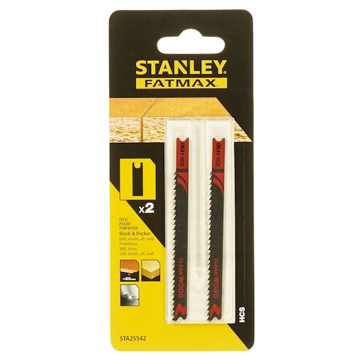 Hojas de sierra de calar Stanley (STA25542-XJ) FATMAX® de 91,5 mm con vástago en U para corte descendente de laminados (paquete de 2)