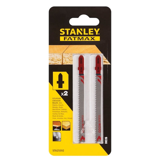 Lâminas de serra tico-tico Stanley (STA25592-XJ) de 100 mm com encaixe em T para corte limpo de laminados (pacote com 2)