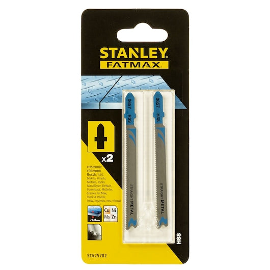 Stanley (STA25782-XJ) FATMAX® 91.5mm Straight Metal Cutting T-Shank Jigsaw Blades (2 Pk)