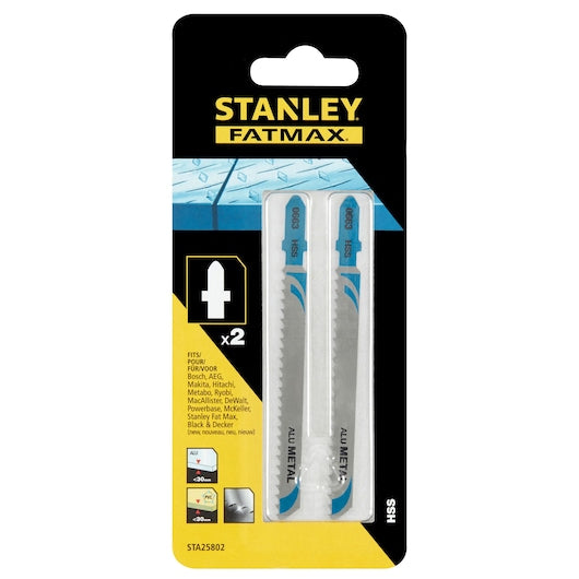 Lâminas de serra tico-tico Stanley (STA25802-XJ) FATMAX® de 100 mm com encaixe em T para corte rápido de alumínio (pacote com 2)