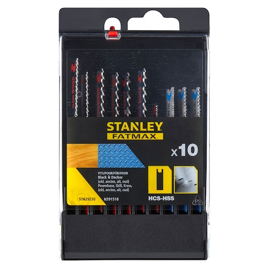 Lâminas de serra tico-tico Stanley (STA29230-XJ) FATMAX® para cortes curvos em madeira mista, metal e laminado (pacote com 10)