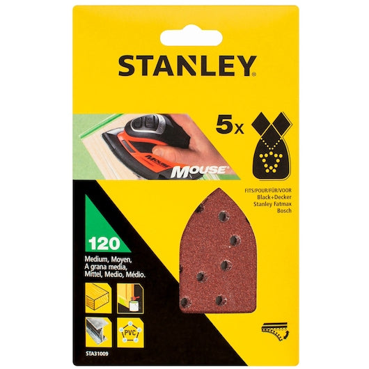 Lixas Stanley (STA31009-XJ) de 120g para lixadeira de detalhes MOUSE® (pacote com 5)