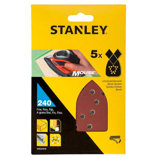 Stanley (STA31019-XJ) 240g Sanding Sheets for MOUSE® Detail Sander (5 Pk)
