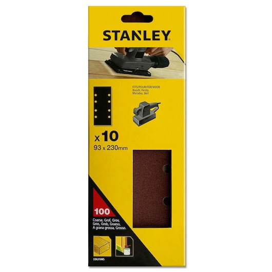 Lixa Stanley (STA31085-XJ) Perfurada, 1/3 de Folha, 100g, Encaixe Bosch, 93x230mm (Pacote com 10)