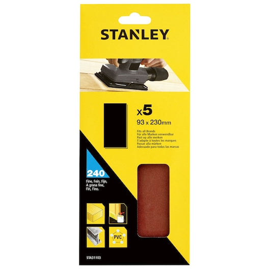 Lixa Stanley (STA31103-XJ) sem furos, 240g, 1/3 de folha, 93x230mm (pacote com 5)