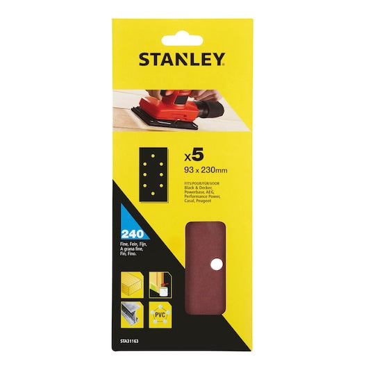 Lixa Stanley (STA31163-XJ) 240g com furos em três folhas, encaixe B+D, 93 x 230mm (pacote com 5)