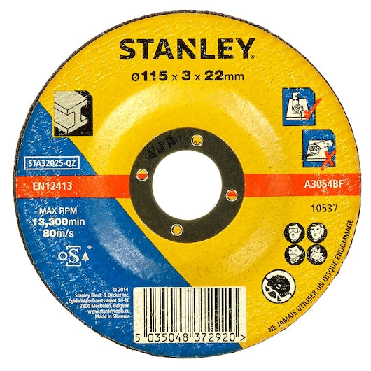 Stanley (STA32025-QZ) 100 x 22 x 3.2mm Depressed Centre Metal Cutting Bonded Disc