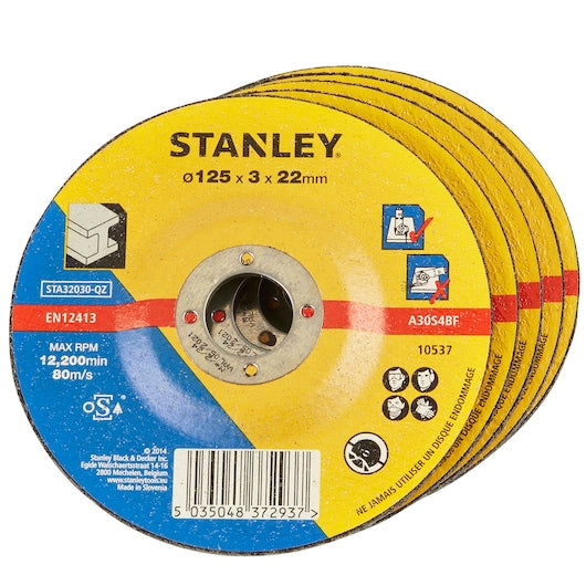 Stanley (STA32030-QZ) 125 x 22 x 3.2mm Depressed Center Metal Cutting Bonded Disc