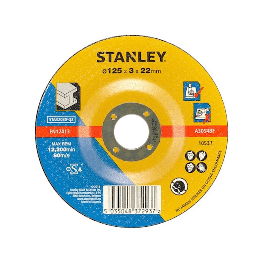 Stanley (STA32030-QZ) 125 x 22 x 3.2mm Depressed Center Metal Cutting Bonded Disc