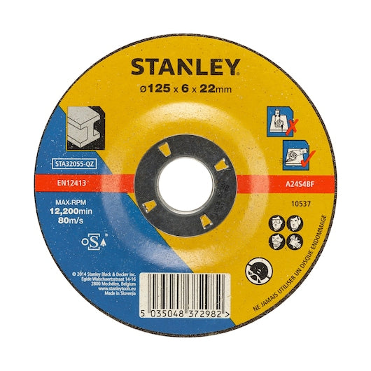 Disco de amolado para metal con centro hundido Stanley (STA32055-QZ) de 125 x 22,23 x 6 mm