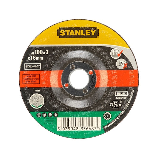 Disco de corte para concreto e pedra Stanley (STA32070-QZ) 100 x 16 x 3,2 mm com centro rebaixado e revestimento aderente