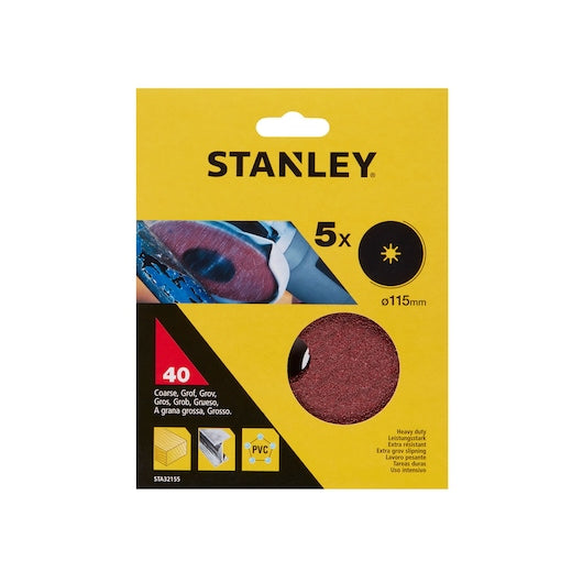 Discos de fibra para esmerilhadeira angular Stanley (STA32155-XJ) de 115 mm e 40 g (pacote com 5)