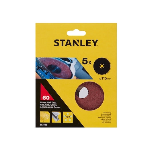 Discos de fibra para esmerilhadeira angular Stanley (STA32160-XJ) de 115 mm e 60 g (pacote com 5)