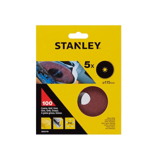 Discos de fibra para amoladora angular Stanley (STA32170-XJ) de 115 mm y 100 g (paquete de 5)