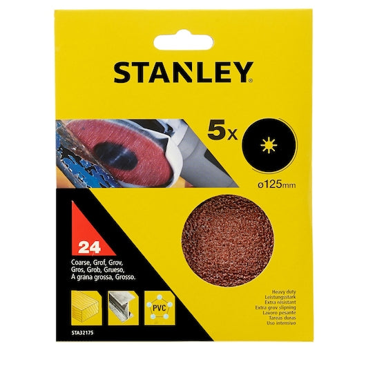 Discos de fibra para amoladora angular Stanley (STA32175-XJ) de 125 mm y 24 g (paquete de 5)