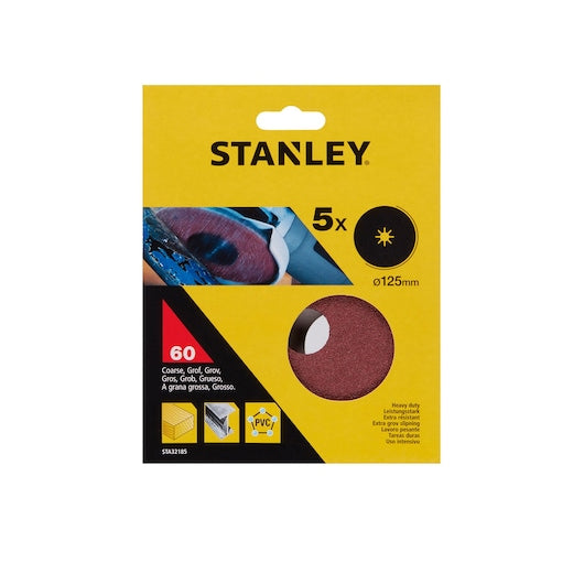 Discos de fibra para amoladora angular Stanley (STA32185-XJ) de 125 mm y 60 g (paquete de 5)
