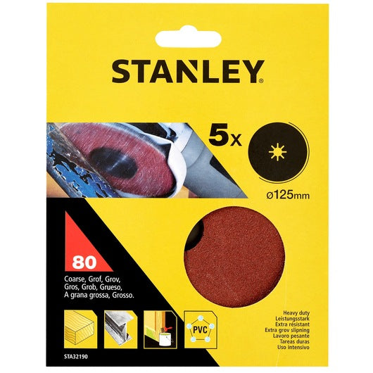 Stanley (STA32190-XJ) 125mm 80g Angle Grinder Fibre Discs (5 Pk)