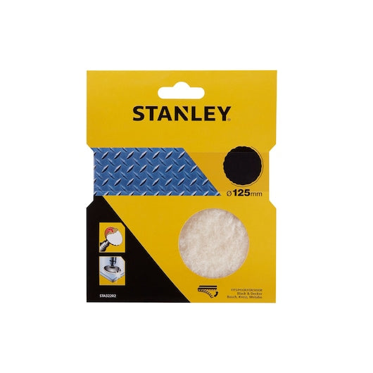 Boina de polimento de lã Stanley (STA32202-XJ) de encaixe rápido para lixadeiras orbitais aleatórias de 125 mm