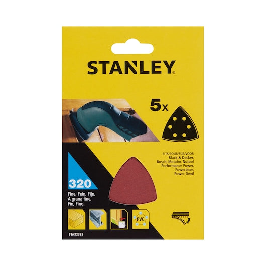 Stanley (STA32382-XJ) 93 x 93mm 320g Detail Sander Sheets (5 Pk)